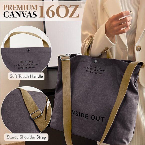 Fashionable 16oz Cotton Tote Bag with Adjustable Strap - Perfect for Daily Use - Picture 4 of 8